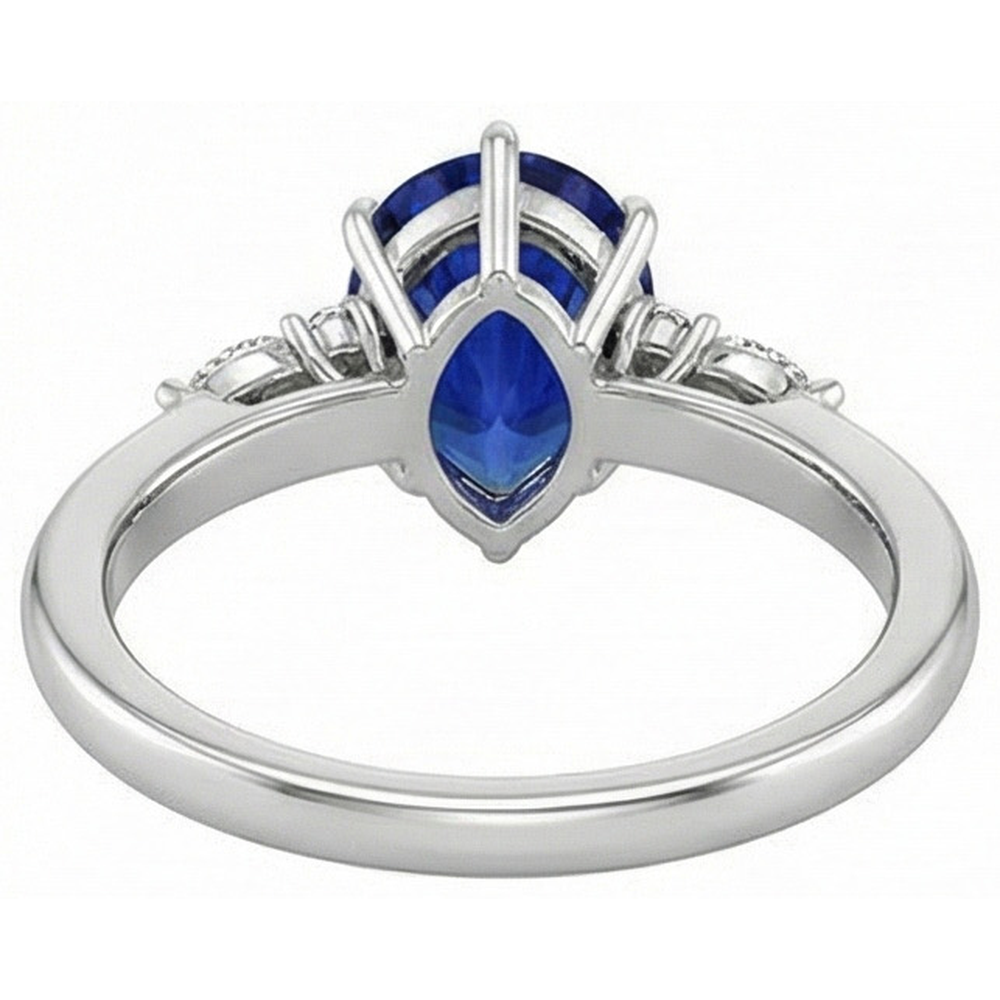 Damen Aus der Erde Abgebauter Natürlicher Diamant Jubiläumsring Birnenschliff Blauer Saphir Zentrum 5 Karat