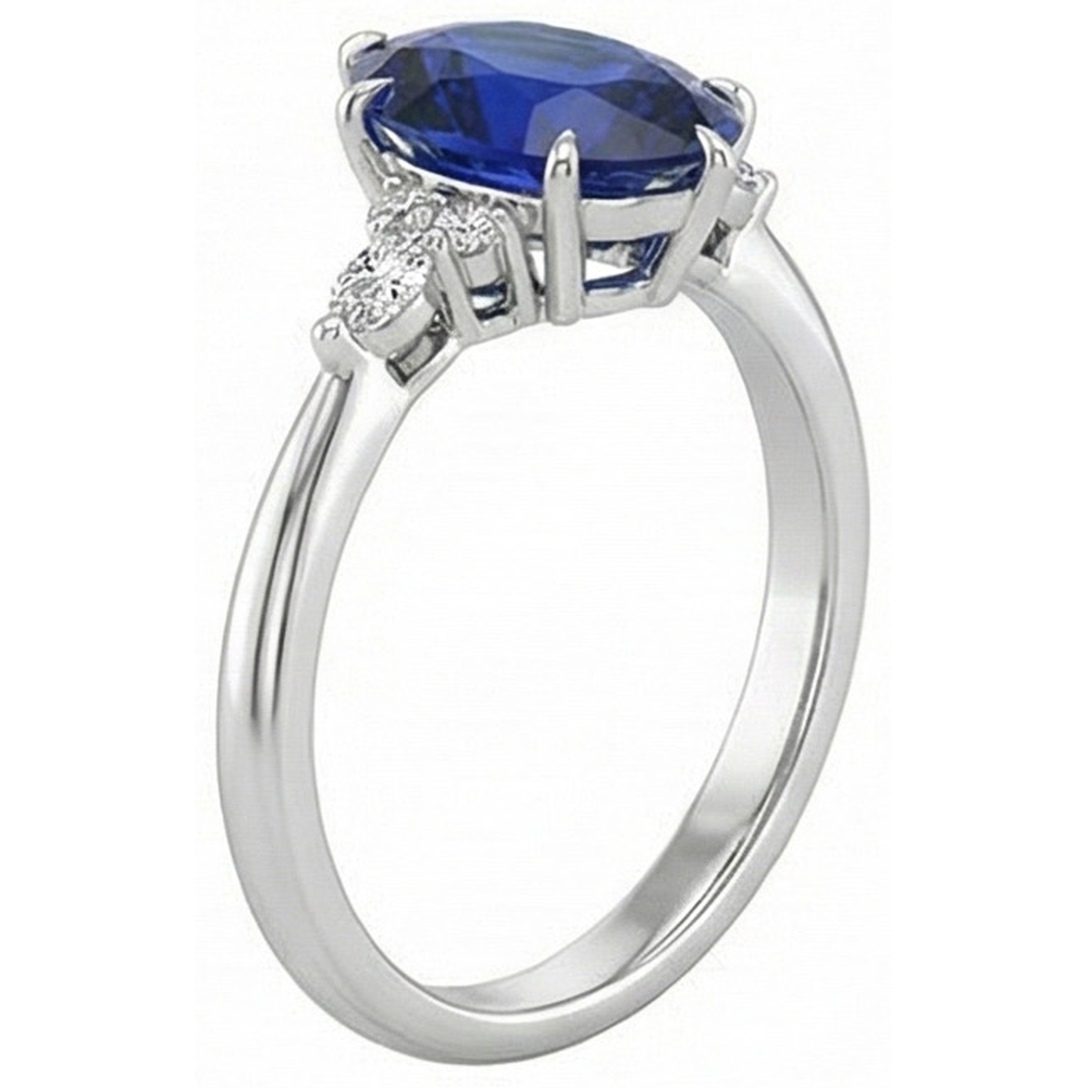 Damen Aus der Erde Abgebauter Natürlicher Diamant Jubiläumsring Birnenschliff Blauer Saphir Zentrum 5 Karat