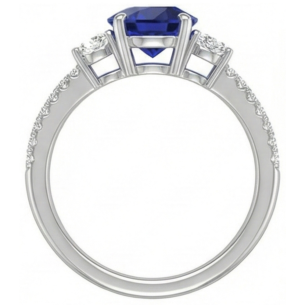 Damen Aus der Erde Abgebauter Natürlicher Diamant Saphir Ring 3,50 Karat Gold im Rundschliff mit Akzenten