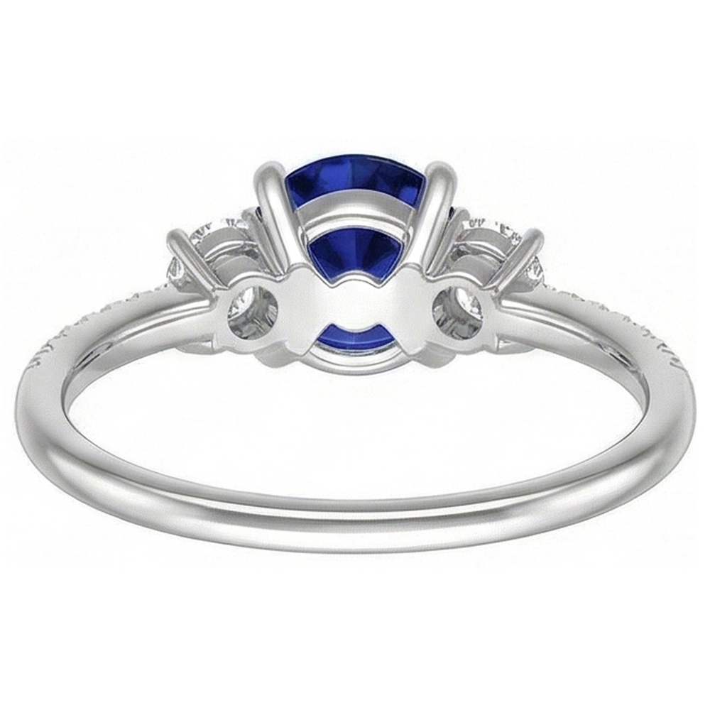 Damen Aus der Erde Abgebauter Natürlicher Diamant Saphir Ring 3,50 Karat Gold im Rundschliff mit Akzenten