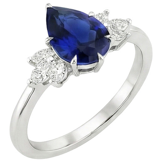 Damen Aus der Erde Abgebauter Natürlicher Diamant & Birne Sri Lanka Saphir-Verlobungsring 7,25 Karat