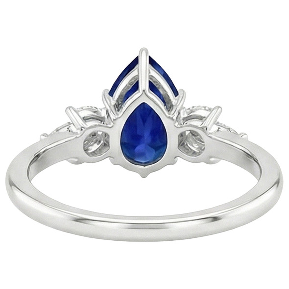 Damen Aus der Erde Abgebauter Natürlicher Diamant & Birne Sri Lanka Saphir-Verlobungsring 7,25 Karat
