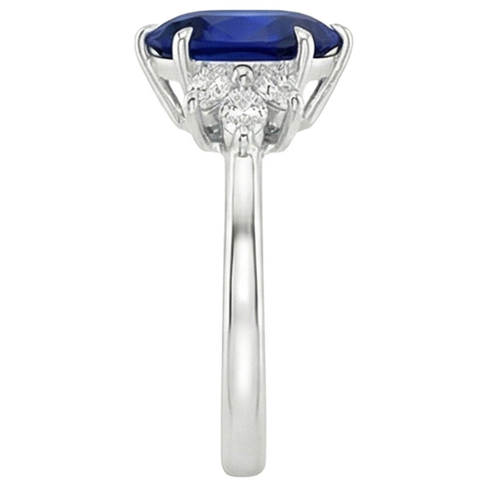 Damen Aus der Erde Abgebauter Natürlicher Diamant & Birne Sri Lanka Saphir-Verlobungsring 7,25 Karat