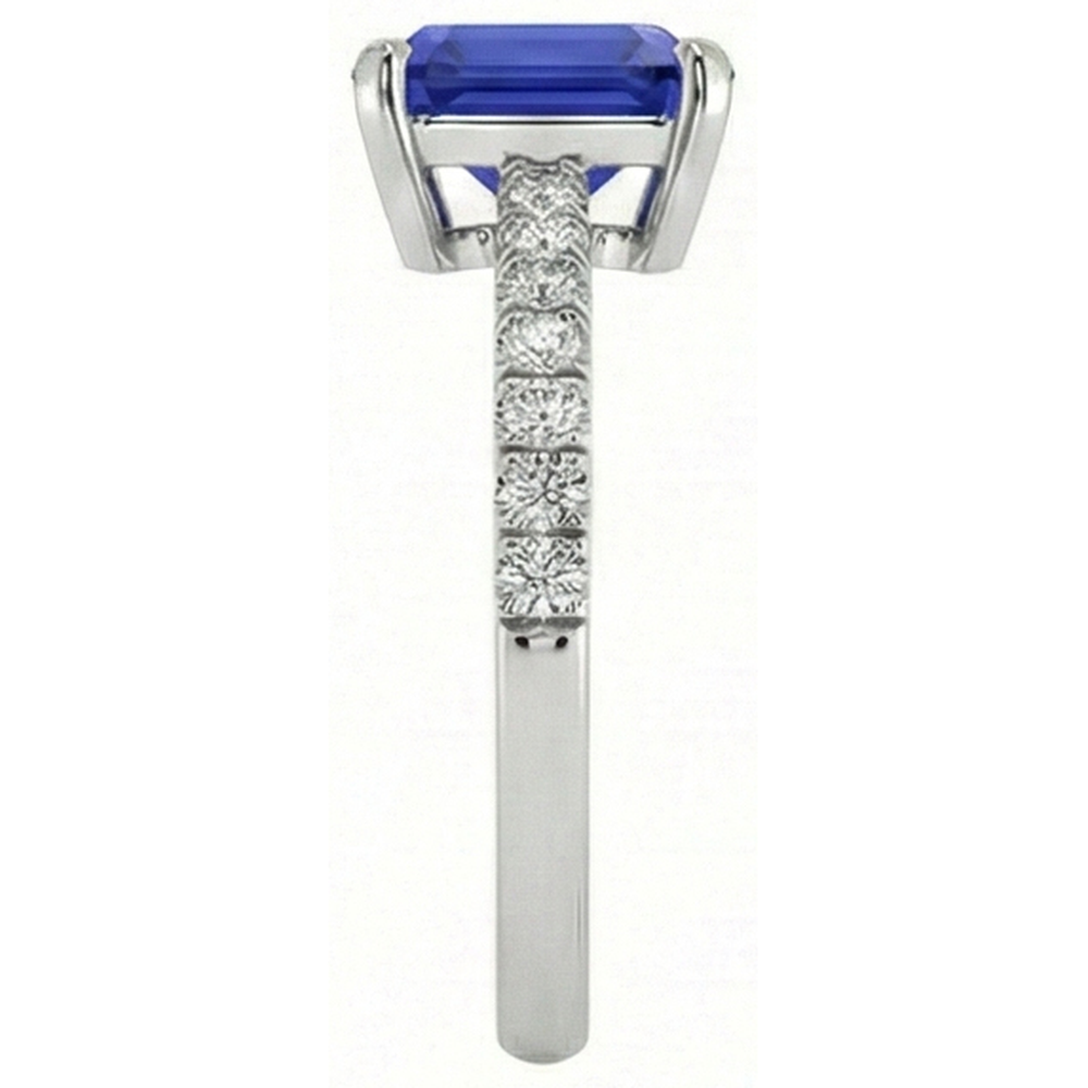Damen Aus der Erde Abgebauter Natürlicher Diamantring Asscher Sri Lanka Saphir 9,25 Karat Gold