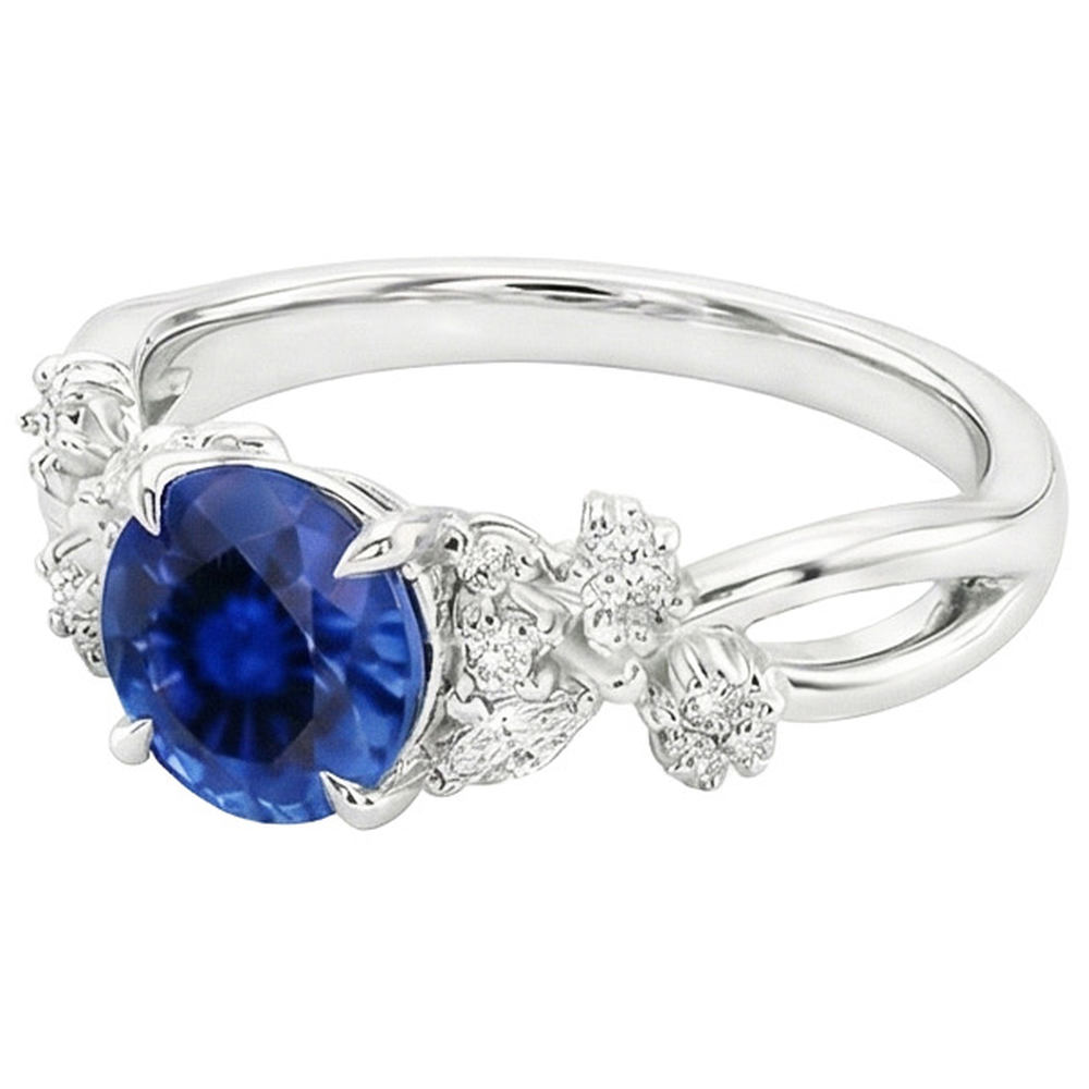 Damen Aus der Erde Abgebauter Natürlicher Diamantring Natürlicher blauer Saphir 3 Karat Marquise Steine