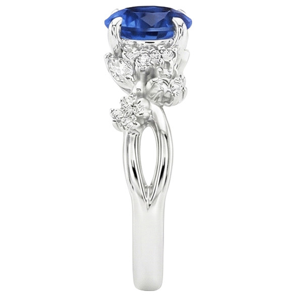 Damen Aus der Erde Abgebauter Natürlicher Diamantring Natürlicher blauer Saphir 3 Karat Marquise Steine
