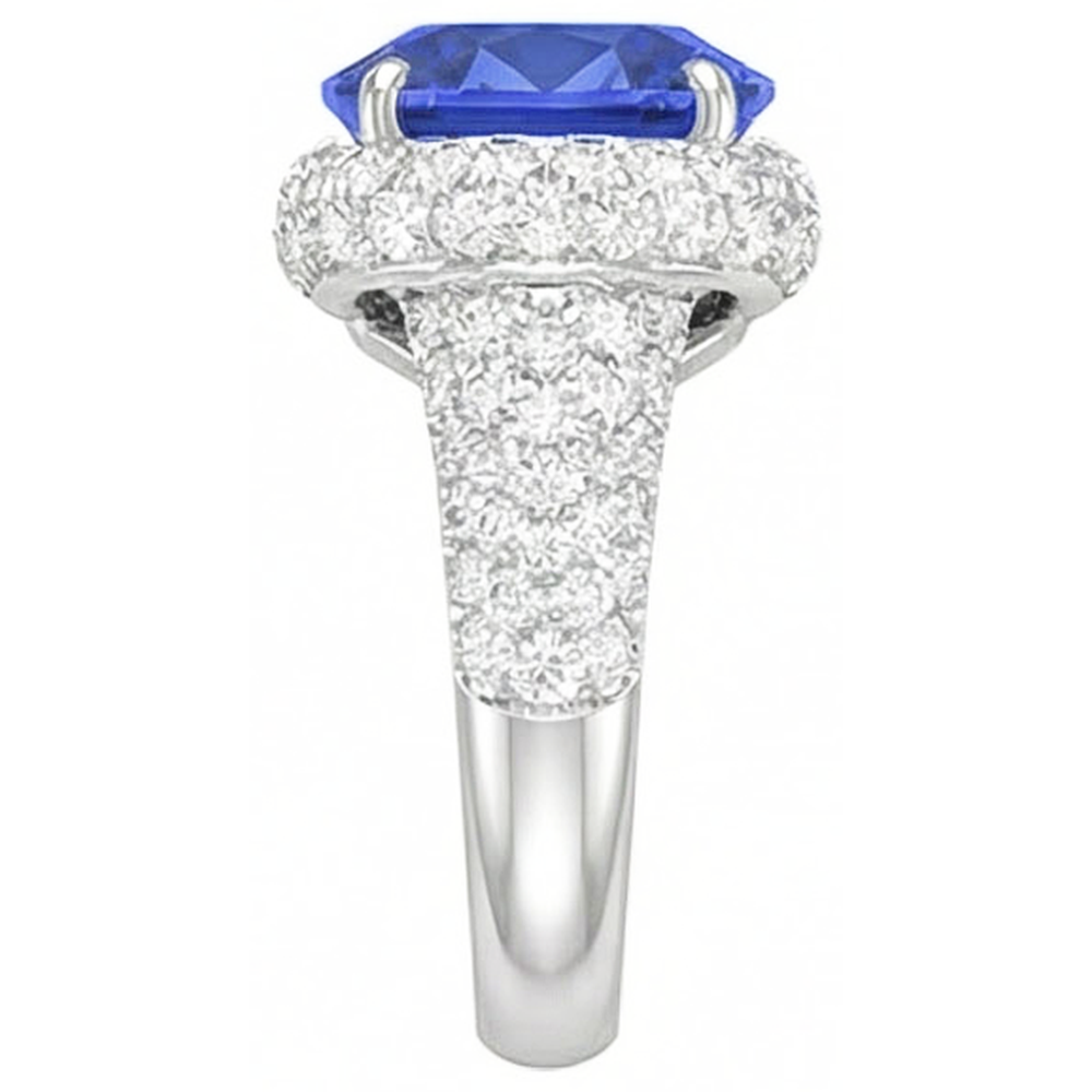 echter oval diamant 4Karat ring Profilansicht
