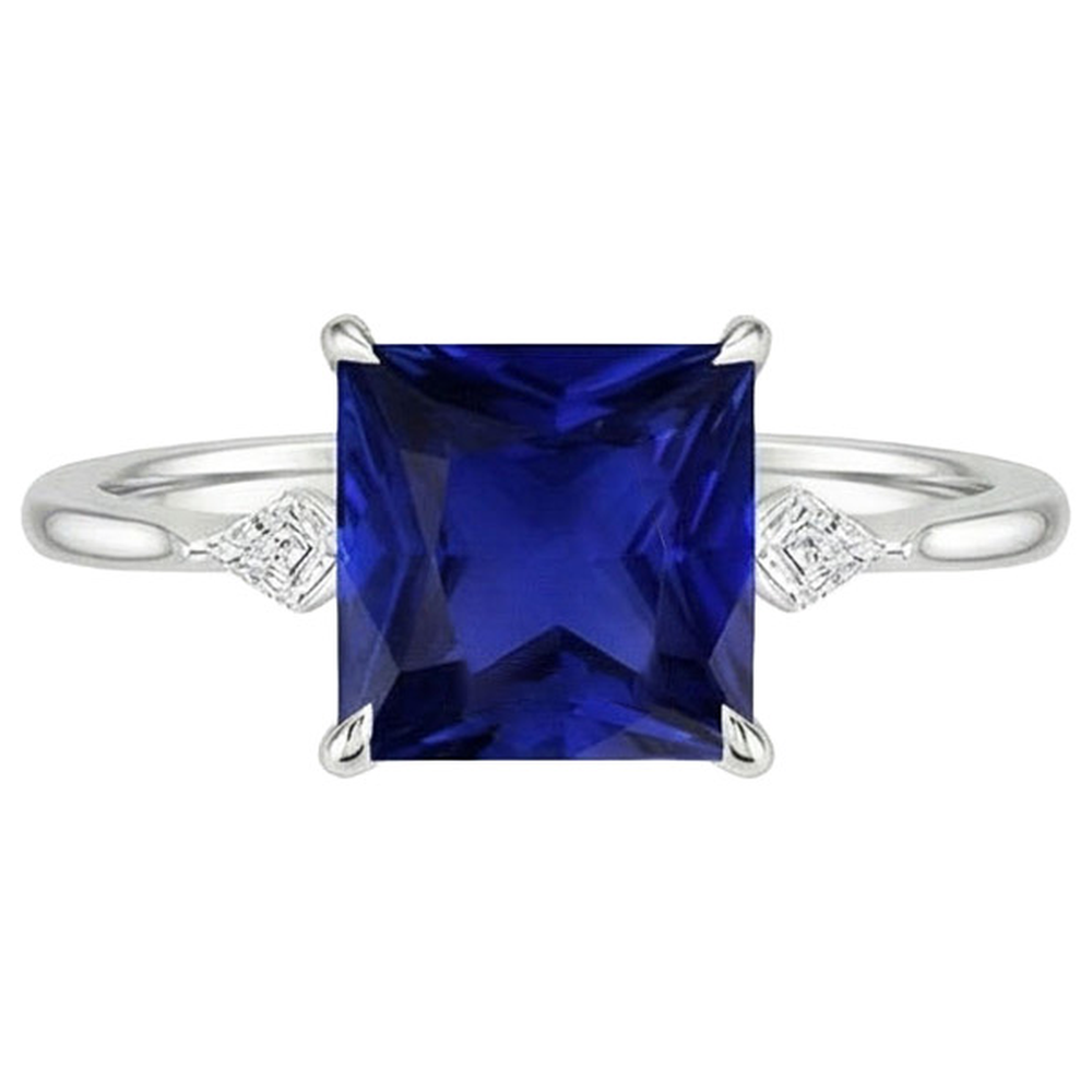 echter princess diamant 5.25Karat ring Profilansicht