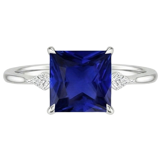 echter princess diamant 5.25Karat ring Profilansicht