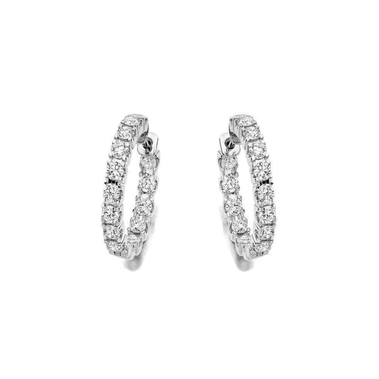 Damen Creolen Krappen Set 6,30 Karat Echt Diamanten Weißgold 14K