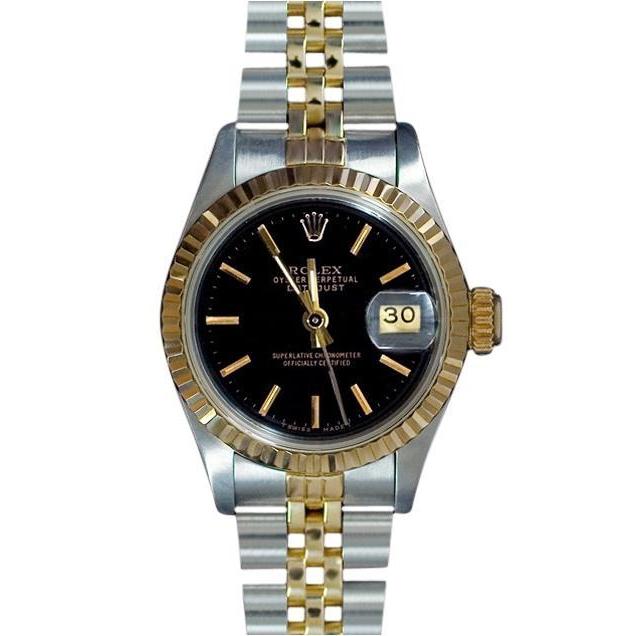 Damen-Datejust-Rolex-Uhr mit zweifarbigem Stick-Zifferblatt für Damen
