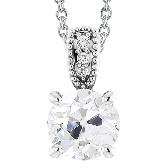 Damen Echt Diamant Anhänger Alter Bergmann Schmuck mit Kaution 5 Karat Krappen Set