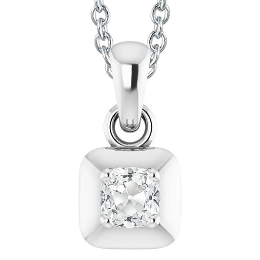 Damen Echt Diamant Anhänger Kissen alter Bergmann 2 Karat 14K