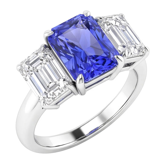 Damen Edelstein Radiant Saphir Ring Smaragd Natürlicher Diamant ( nicht im Labor gezüchtet )en VVS1 4 Karat