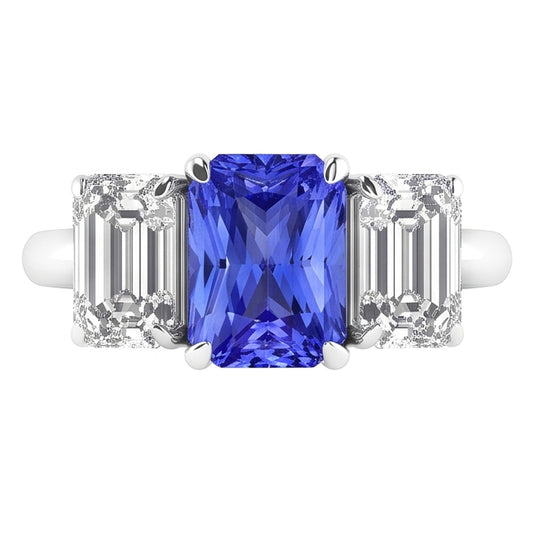 Damen Edelstein Radiant Saphir Ring Smaragd Natürlicher Diamant ( nicht im Labor gezüchtet )en VVS1 4 Karat