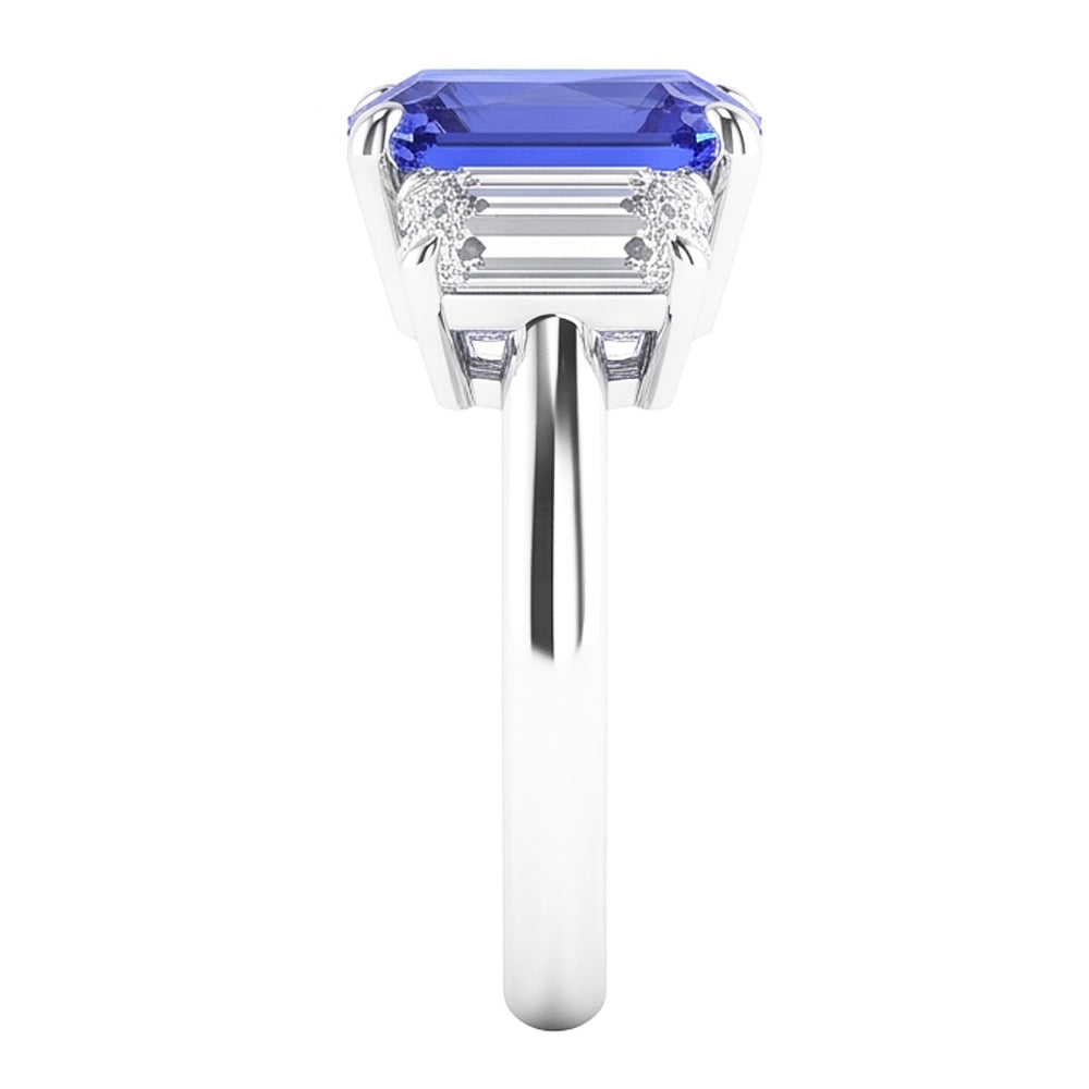 Damen Edelstein Radiant Saphir Ring Smaragd Natürlicher Diamant ( nicht im Labor gezüchtet )en VVS1 4 Karat