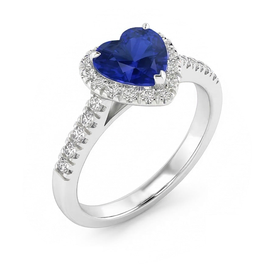 Damen Edelstein Schmuck Ceylon Saphir Halo Natürlicher Diamant ( nicht im Labor gezüchtet ) Ring 3,50 Karat
