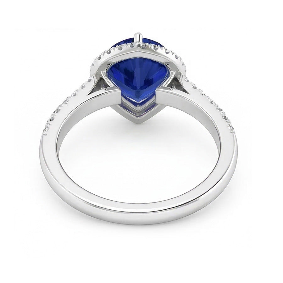 Damen Edelstein Schmuck Ceylon Saphir Halo Natürlicher Diamant ( nicht im Labor gezüchtet ) Ring 3,50 Karat
