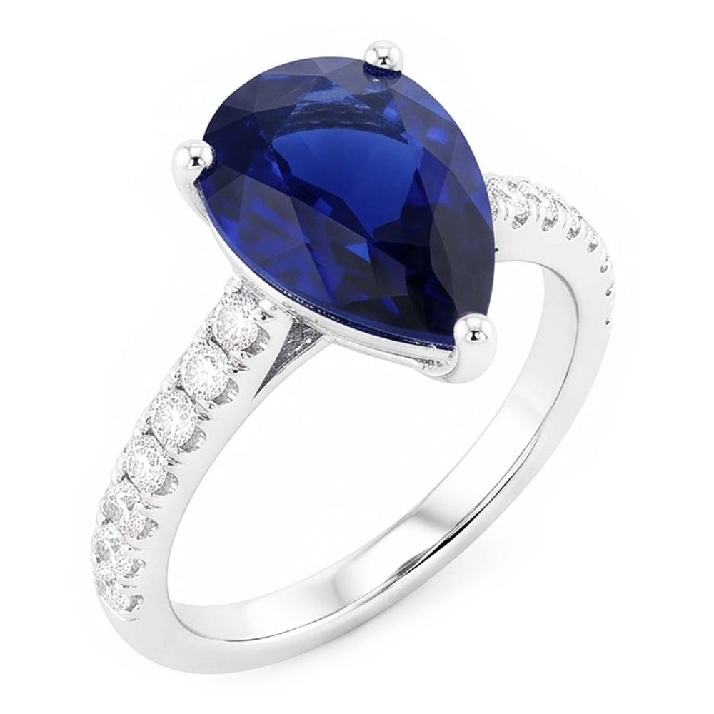 Damen Edelstein Solitaire Ceylon Saphir Ring mit Akzenten 4 Karat