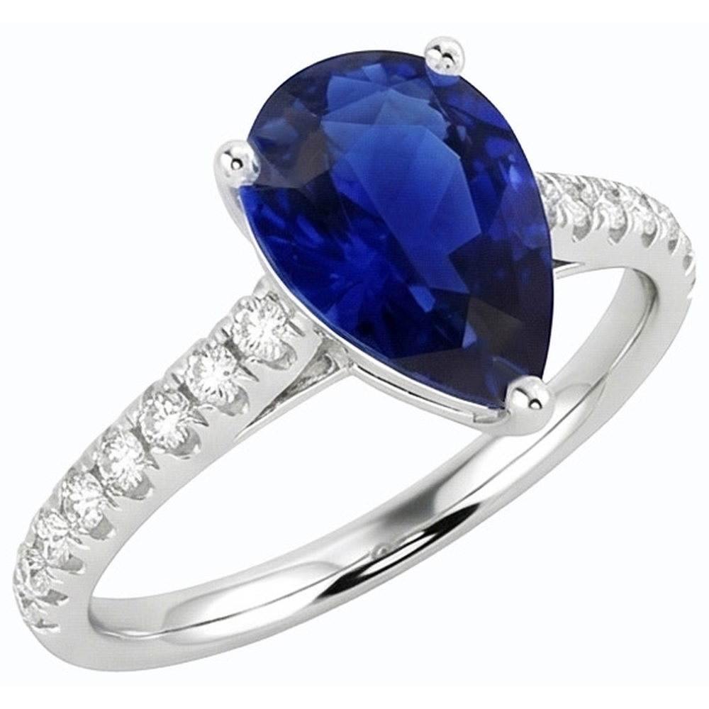 Damen Edelstein Solitaire Ceylon Saphir Ring mit Akzenten 4 Karat