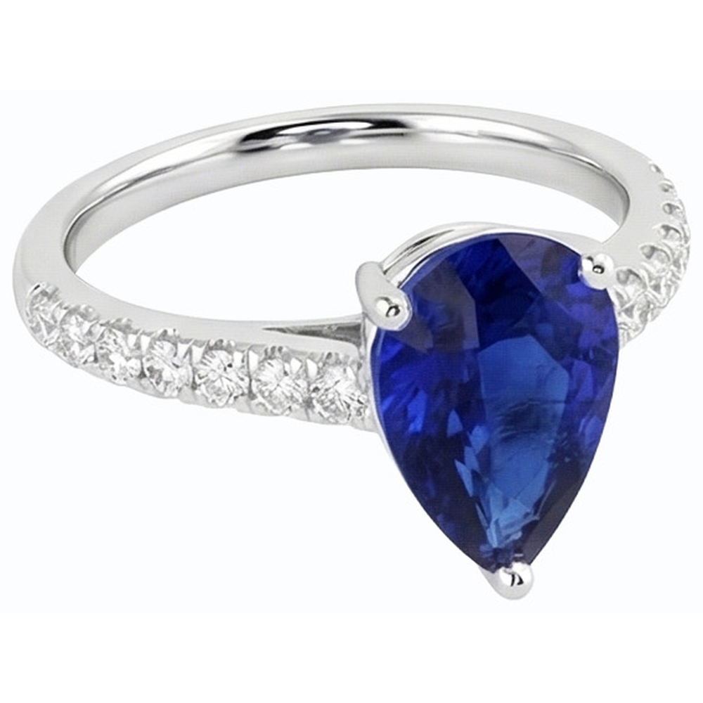 Damen Edelstein Solitaire Ceylon Saphir Ring mit Akzenten 4 Karat