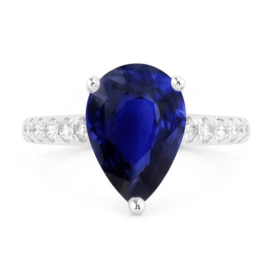 Damen Edelstein Solitaire Ceylon Saphir Ring mit Akzenten 4 Karat