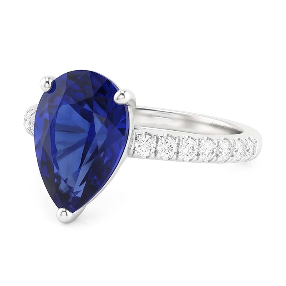 Damen Edelstein Solitaire Ceylon Saphir Ring mit Akzenten 4 Karat