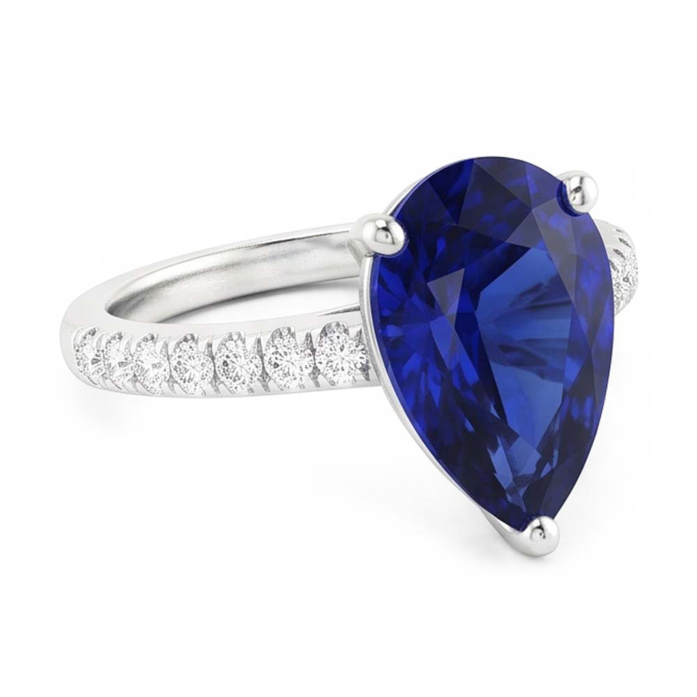Damen Edelstein Solitaire Ceylon Saphir Ring mit Akzenten 4 Karat