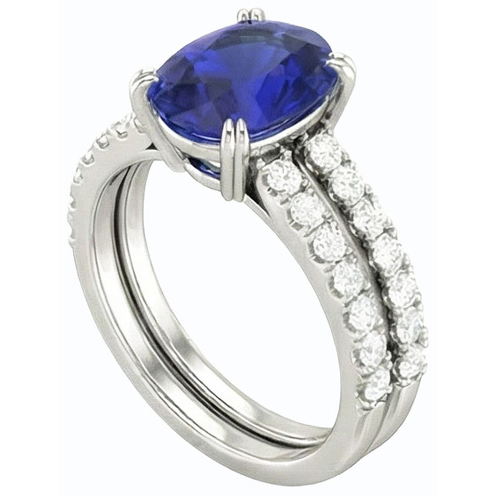 echter oval diamant 4.50Karat ring Profilansicht