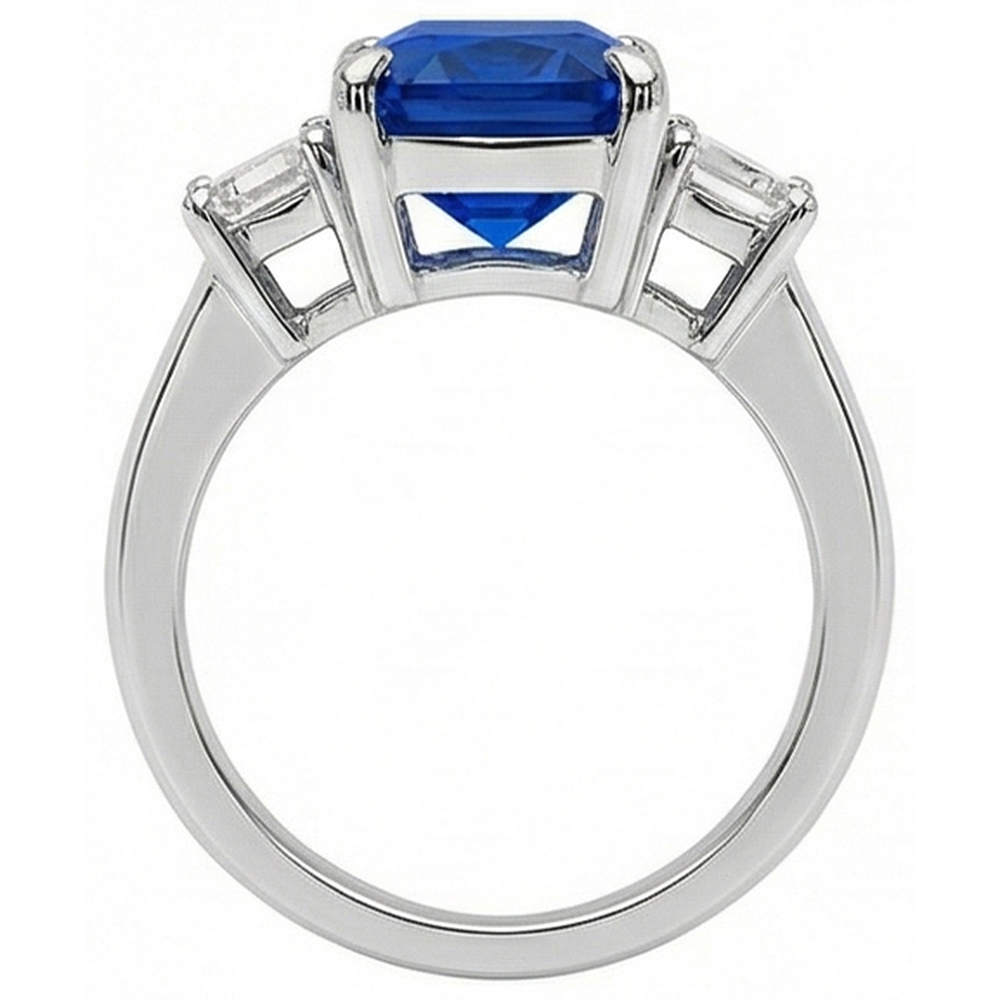 Damen Gold Natürlicher Diamant ( nicht im Labor gezüchtet )ring Smaragdschliff 5 Karat Natürlicher Saphir Schmuck