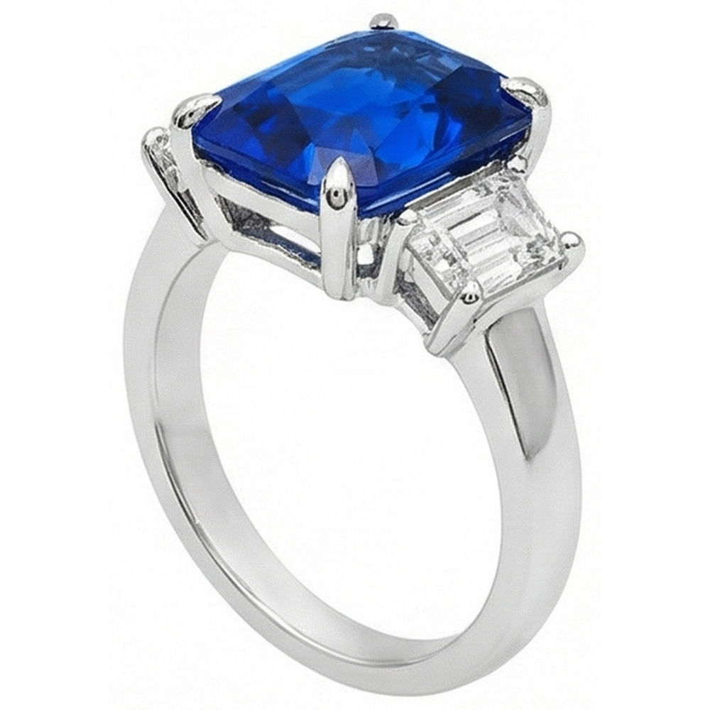 Damen Gold Natürlicher Diamant ( nicht im Labor gezüchtet )ring Smaragdschliff 5 Karat Natürlicher Saphir Schmuck
