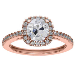 Damen Halo Altschliff Echt Diamantring Roségold 4,25 Karat