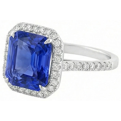Damen Halo Natürlicher Diamant ( nicht im Labor gezüchtet ) Schmuck Ceylon Saphir Krappen Set Gold 5 Karat