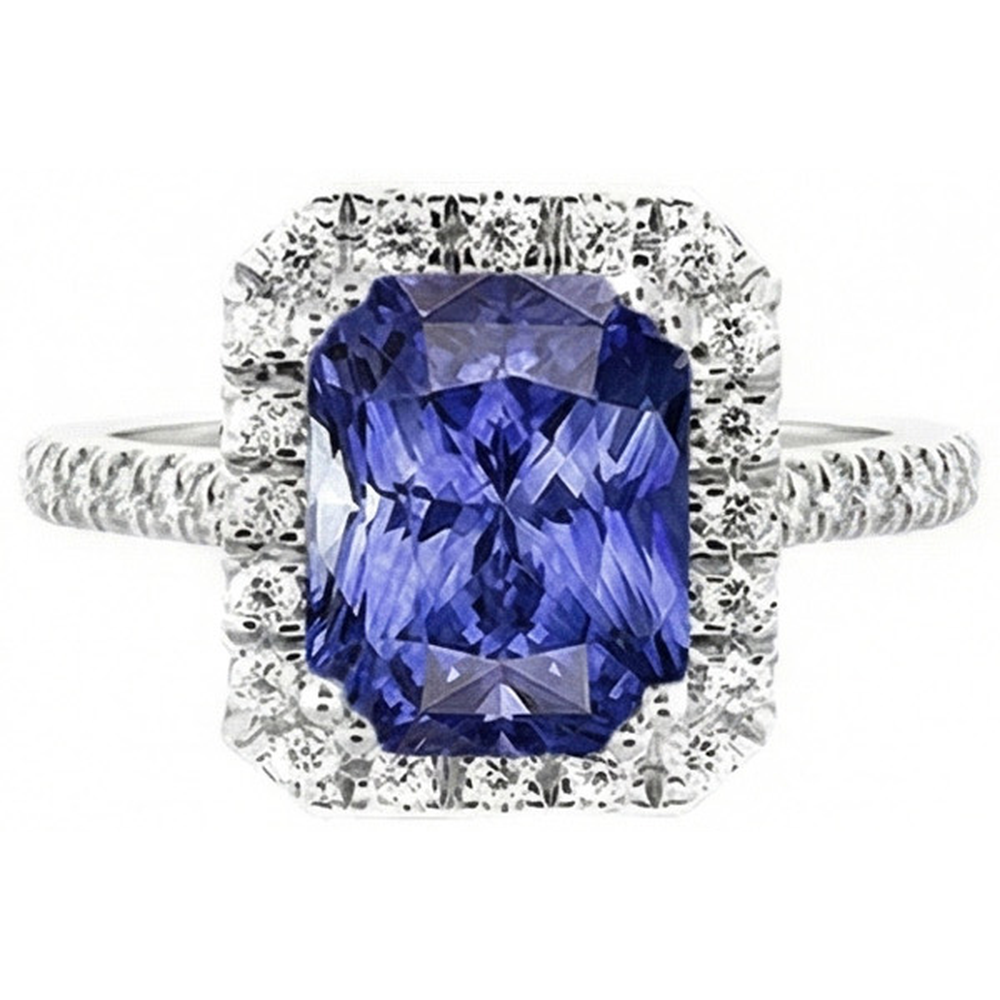 echter radiant diamant 3.50Karat ring Seitenansicht