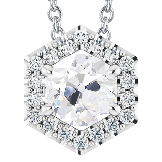 Damen Halo Echt Diamant Anhänger Rund alter Bergmann 7.50 Karat Schmuck