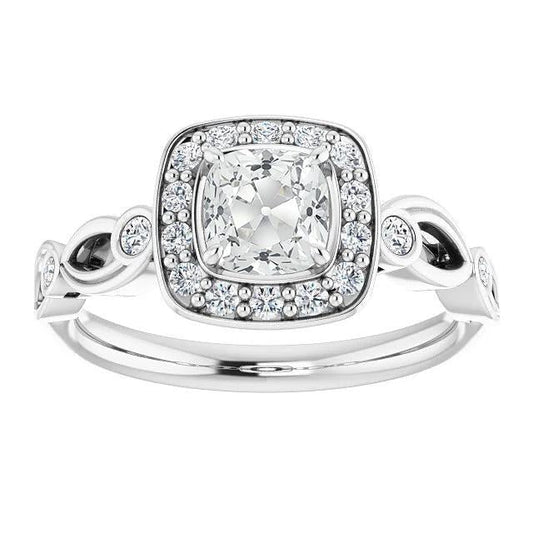 Damen Halo Kissen alter Bergmann & Marquise Schwarzer Echt Diamantring 5.25 Karat