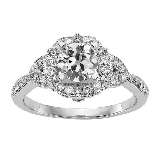 Damen Halo Old Cut Echt Diamant Jubiläumsring Milgrain 3.50 Karat