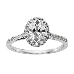 Damen Halo Oval Old Mine Cut Echt Aus der Erde Abgebauter Natürlicher Diamantring Split Shank 3.75 Karat