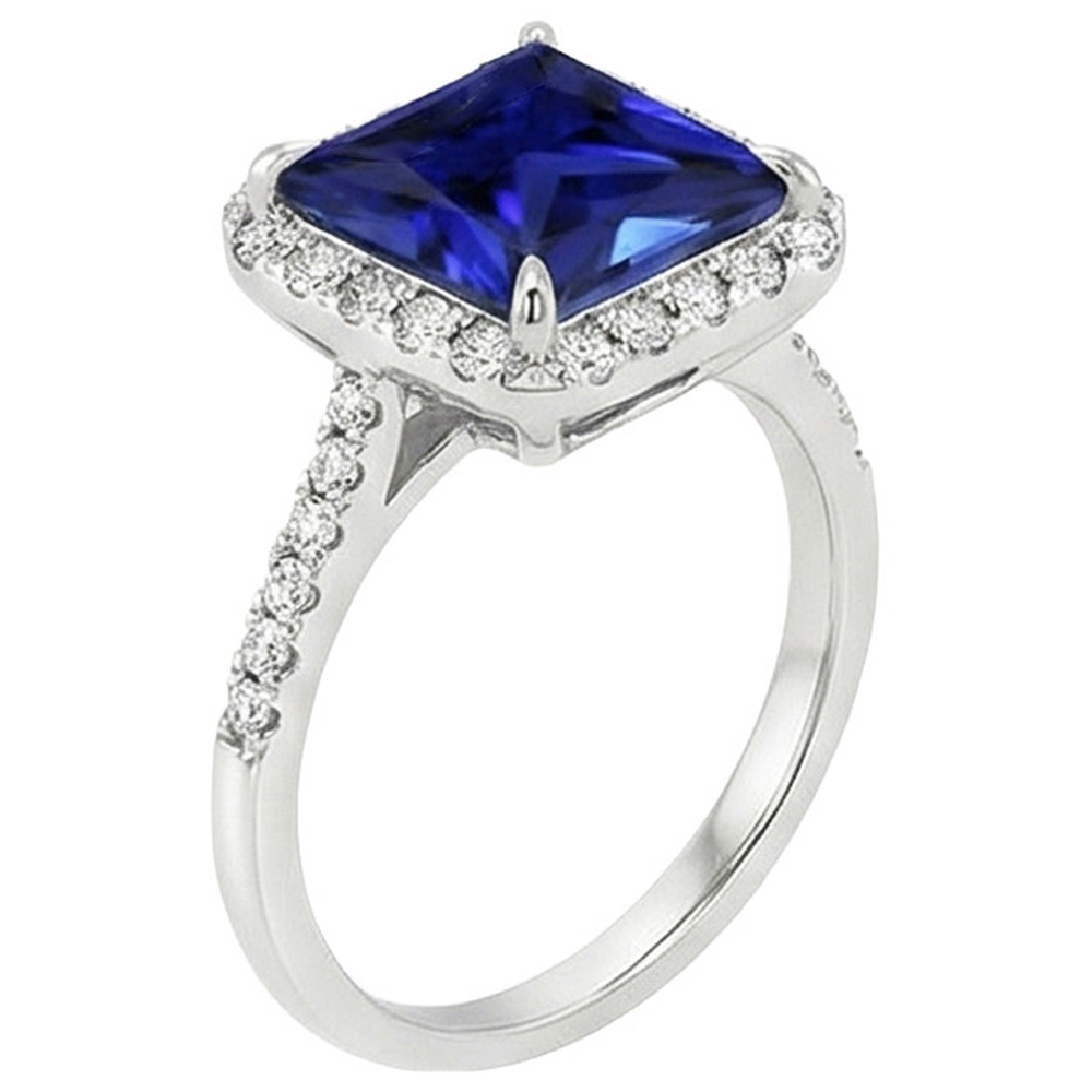 echter princess saphir 5.50Karat ring Draufsicht