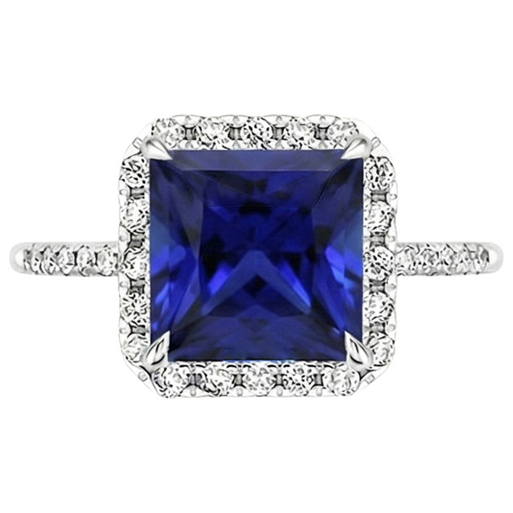 echter princess saphir 5.50Karat ring Profilansicht