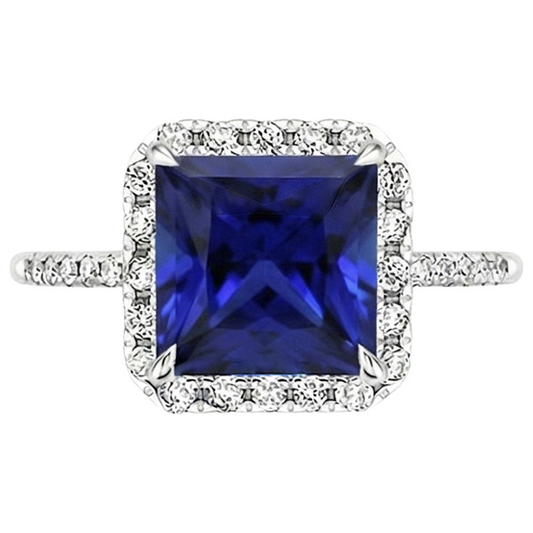 echter princess saphir 5.50Karat ring Profilansicht