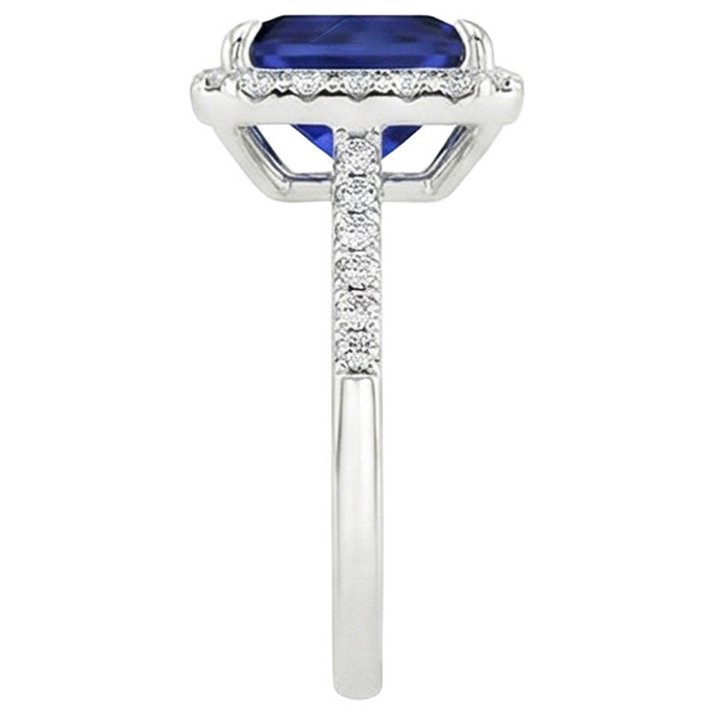 echter princess saphir 5.50Karat ring auf Weiß