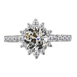 Damen Halo Ring Rund Alter Minenschliff Echt Diamant Star Style 5.50 Karat
