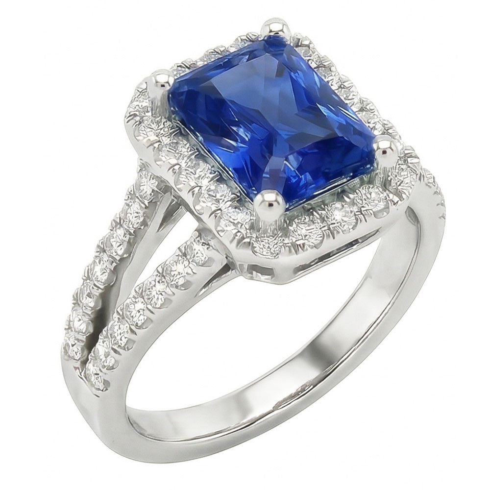 echter radiant diamant 3.50Karat ring Seitenansicht