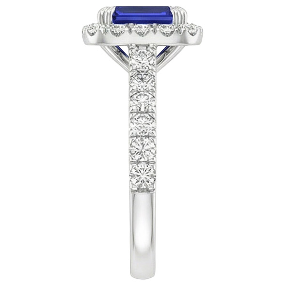 Damen Halo Ring Smaragd Sri Lanka Saphir & Aus der Erde Abgebauter Natürlicher Diamant 5 Karat
