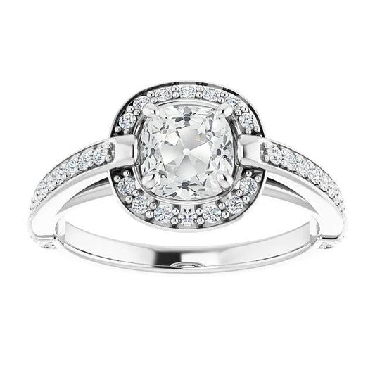 Damen Halo Ring rund & Kissen Altschliff Echt Diamanten 7.25 Karat Schmuck