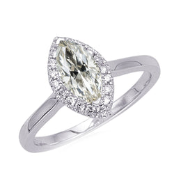 Damen Halo Ring rund & Marquise Old Mine Cut Echt Diamant 4.50 Karat