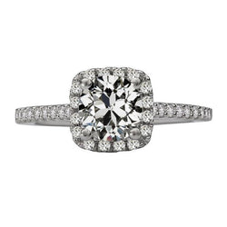 Damen Halo Ring runder alter Bergmann Echt Diamant mit Akzenten 5 Karat