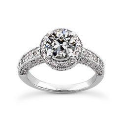 Damen Halo Ring runder alter Bergmann Natürliche Diamant 4.75 Karat