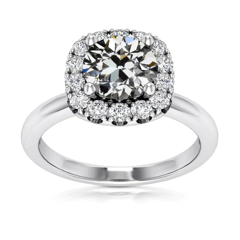 Damen Halo Ring runder alter Minenschliff Echt Diamant 4.55 Karat 14K Gold